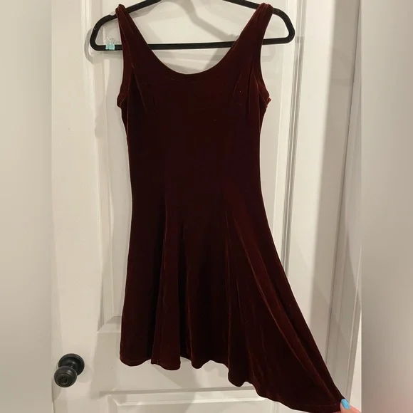 brown velvet skater dress Athena Floral Burnout Velvet Dress
